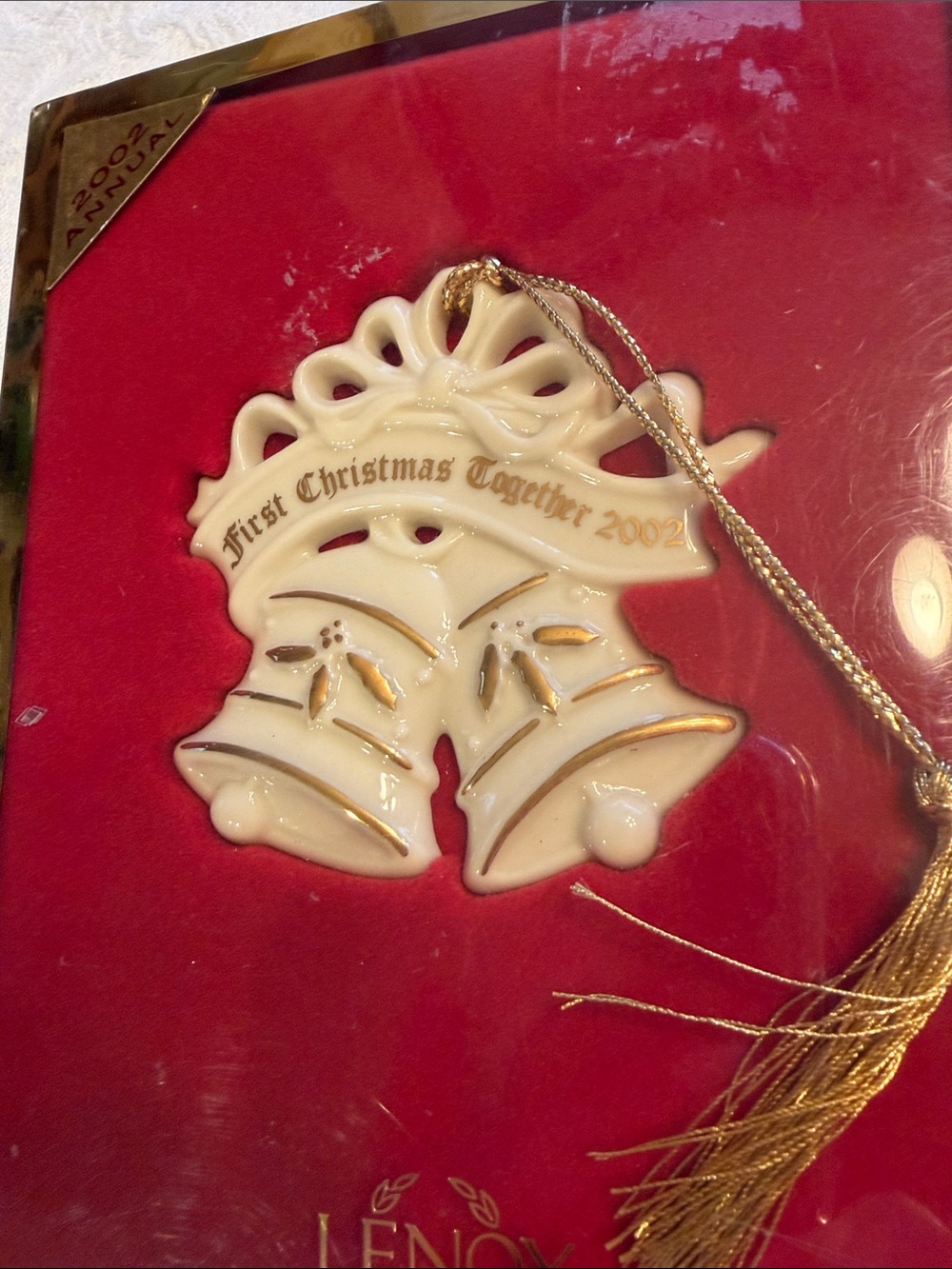 Lenox White and Gold 'First Christmas Together 2002' Bell Ornament